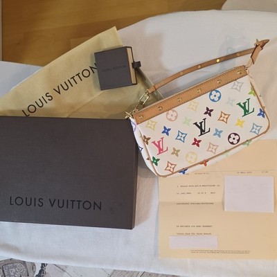 Louis Vuitton Pochette Accessoires Multicolor Monogramm Weiß Lederriemen abn.