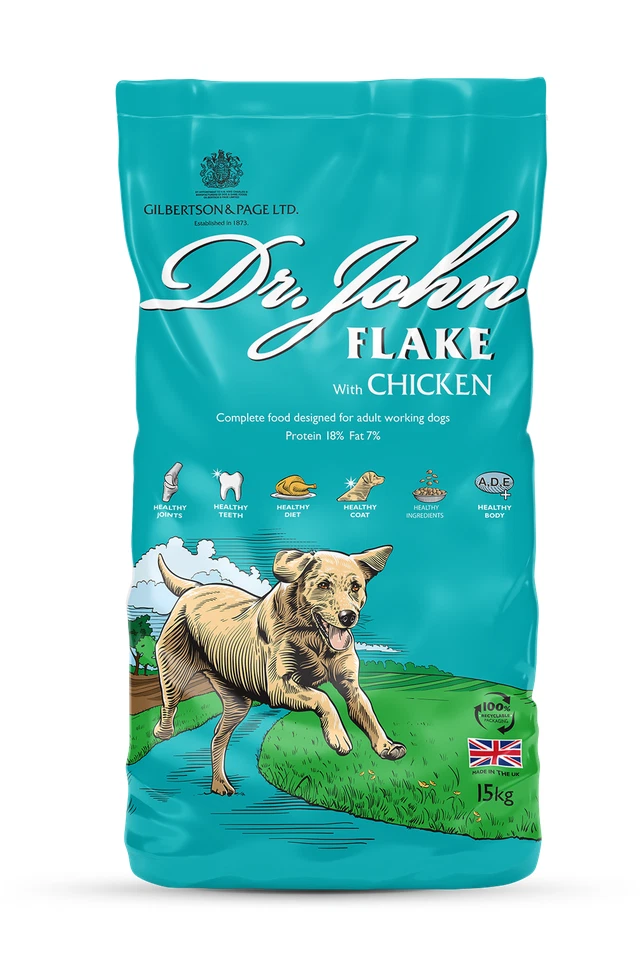 Dr John Flake Dry Dog Food 15kg With Chicken for Working Adult Dogs