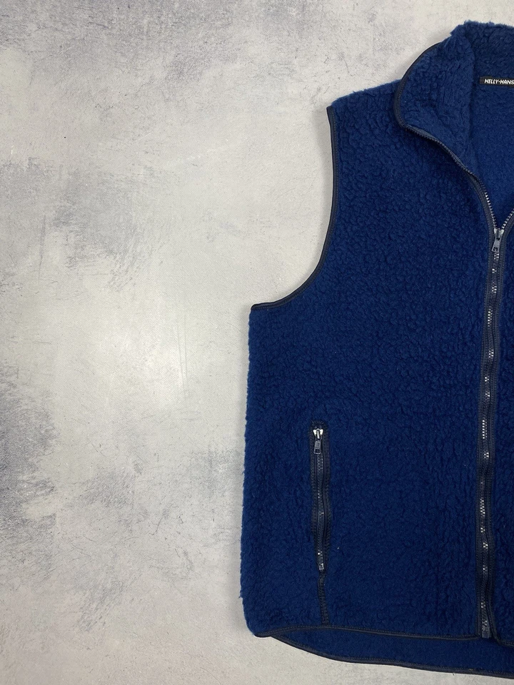 Helly Hansen Vest Mens Medium Blue Vintage 90s Fleece Full Zip Outdoor Hiking - Image 2 of 4