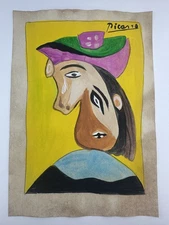 Pablo Picasso COA Art Painting Original Drawing Vintage Paper Signed
