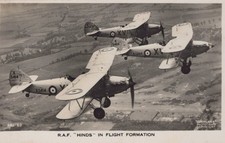 RAF Hawker Hind No.15 Squadron Formation Flight 1937 - RPPC Photo Postcard