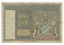 GERMANY BAYERISCHE BANKNOTE 100 MARK MUNCHEN 1922