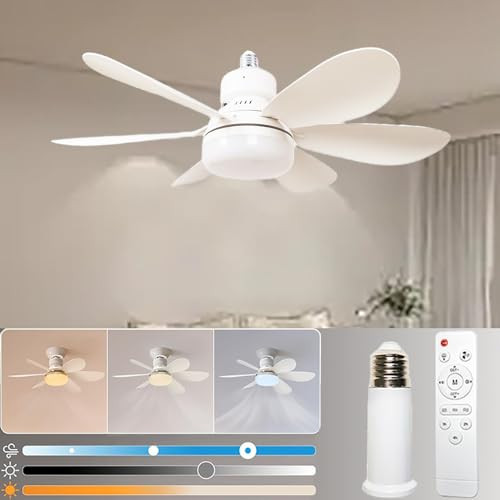 Socket Ceiling Fans with Lights and Remote E26/E27 Base