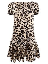 Betsey Johnson Women's Scuba Ruffle-Hem Dress (4, Leopard)