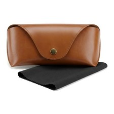 Brown Leather Glasses Case, Portable Hard Shell Eyeglasses And Sunglasses