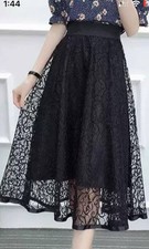 Black Lace Midi Skirt