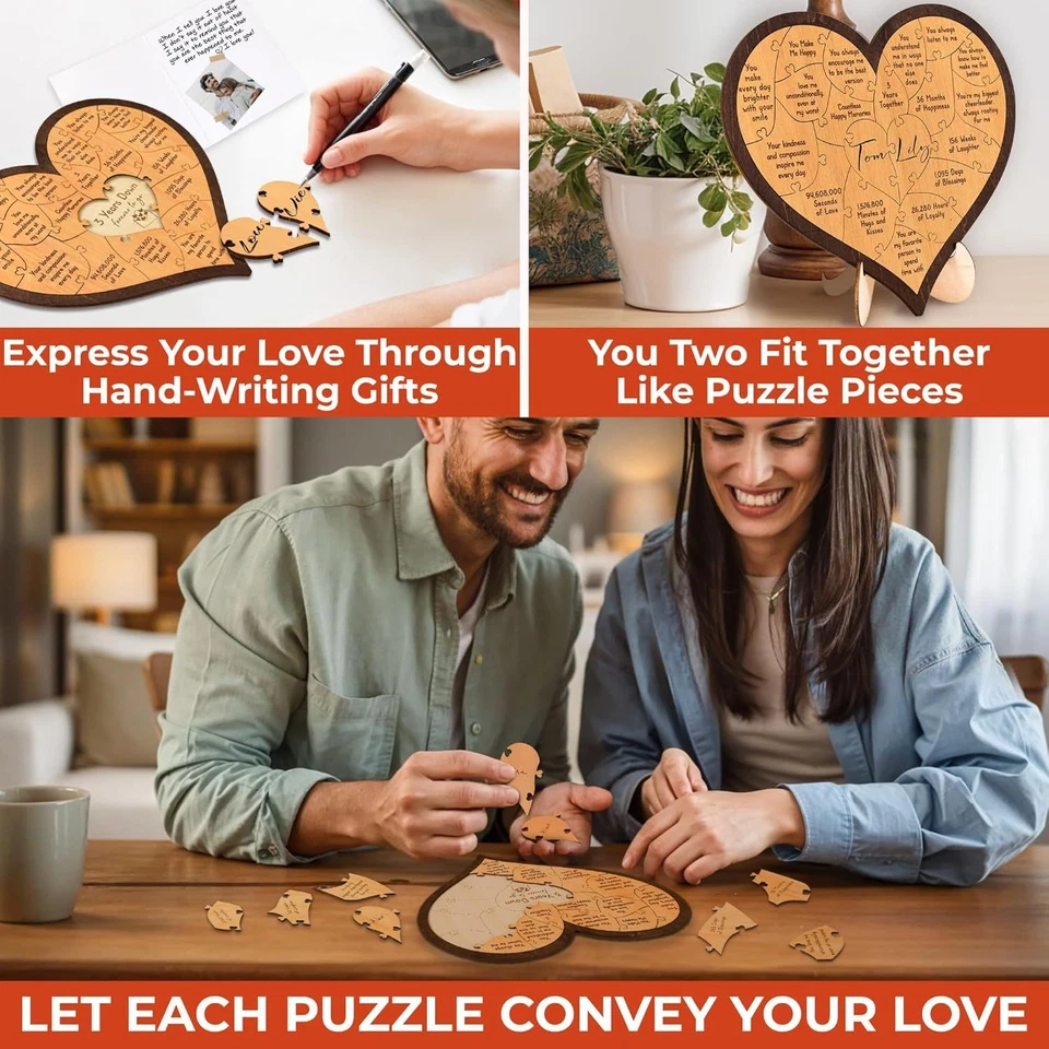 Valentine's Day & Anniversary Gift: Wooden Heart Puzzle Board for Home Decor - image 3 of 4