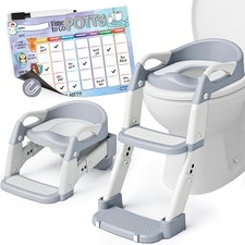 3-in-1 Potty Training Seat, Toddler Toilet Seat with Step Stool Ladder, Toddler