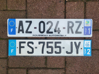 2 Nummernschilder / license plates Frankreich Guadeloupe 971 Martinique 972