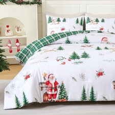 3 Pcs Christmas King Size Comforter Set, Soft Fluffy Christmas Bedding with X...