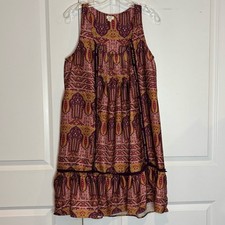 Anthropologie Tiny Moonrise Paisley Sleeveless Drop Flounce Hem Dress Purple S