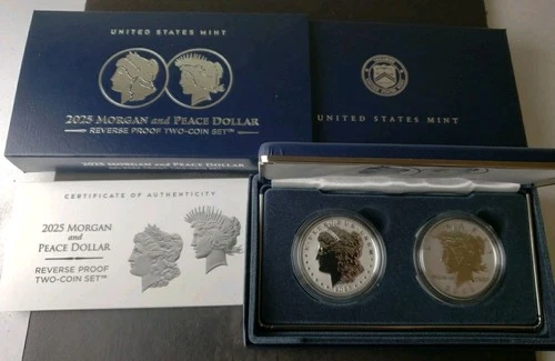 2025 Morgan and Peace Dollar Reverse Proof Two-Coin Set