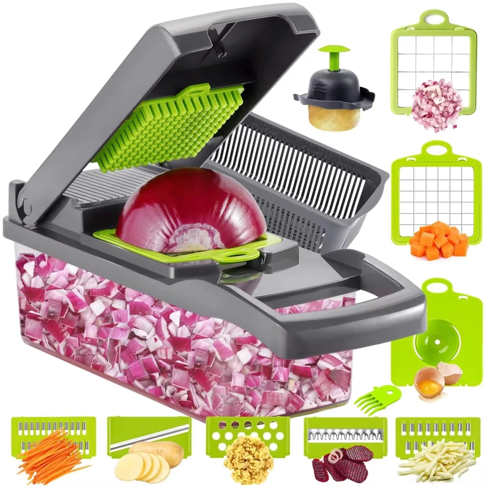 Vegetable Chopper, 16-in-1 Food Slicer, Onion Chopper, Mandoline Vegetable Sl...