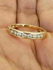 1.00Ct Simulated Diamond Half Eternity Wedding Band Ring 14K Yellow Gold Plated