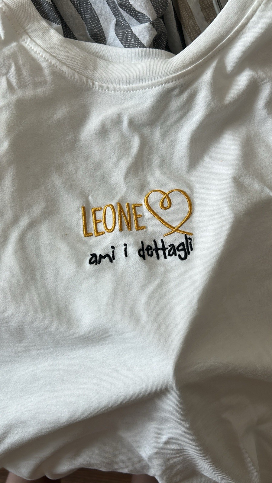 T-shirt Donna Cotone Jersey Bianca Girocollo Manica Corta Ricamo LEONE Taglia S