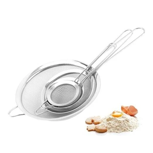 4PCS Stainless Steel Strainer Set – Fine Mesh Multi-Size w/Handles for