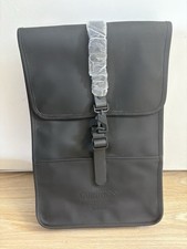 Rains Black Backpack | Waterproof Back Bag with Laptop Pocket Unisex
