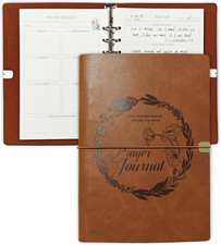 Prayer Journal for Women Leather Bible Study Devotional Notebook Light Brown