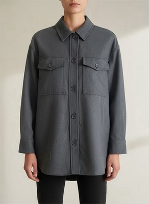 NWT Zara Shirt Jacket Women s X S Gray Shacket S Minimalist Relaxed Fit