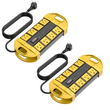 CCCEI 2 Outdoor Power Strips Weatherproof with 8 Plug Waterproof Extension Cord