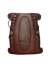 Handcrafted Brown Leather Arm Guard – 7x8”Archery Forearm Protector  For Hunting