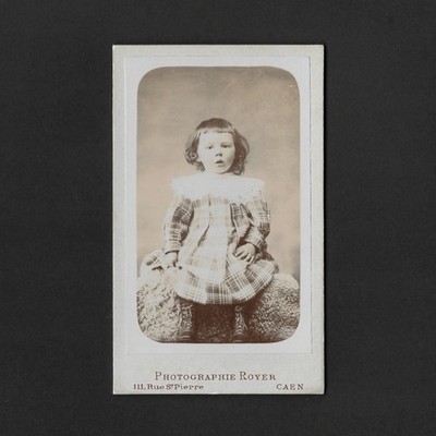 Girl, boy, child - Royer, painter, art, Caen - old photo CDV, c. 1900