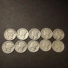 Lot of 10 Mercury Dimes 1.00 face  SILVER! Lot012
