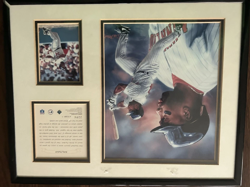 Tarjeta de béisbol con recuerdos firmados por Kirby Puckett Kent Herbeck, fotos, talones Foto 2 de 2