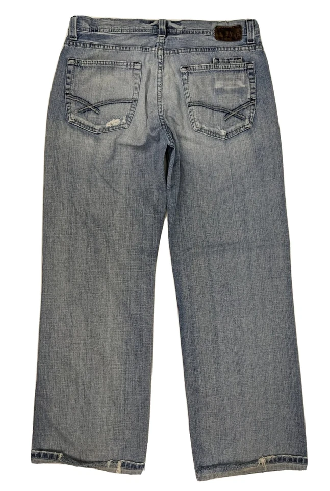 Pantalones de mezclilla BKE Marshall con hebilla para hombre talla 35x32 desgastados holgados años 90 pierna ancha puños Foto 2 de 4