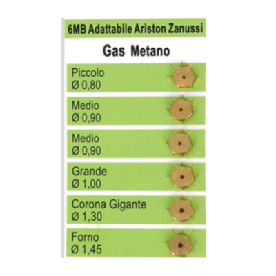 Hotpoint Set Di 6 Ugelli Per Gas Metano Per Piani Cottura Hotpoint Ariston - Adatti A Modelli A 4 Fuochi Con Forno, Colore Oro Ugelli Gas Metano