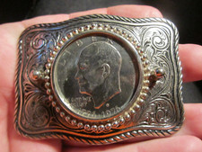 1976 EISENHAUER DOLLAR COIN BELT BUCKLE GW9
