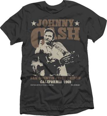 JOHNNY CASH SAN QUENTIN STARS FLIPPING BIRD ROCK COUNTRY MUSIC T TEE SHIRT  S-2XL