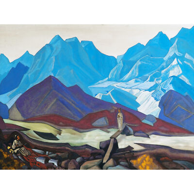 Roerich From Beyond Mountain Landschaft Gemälde extra großes Kunst Poster