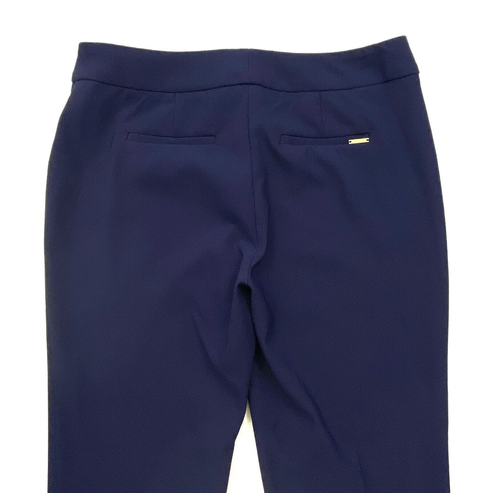 Pantalones de vestir Cappagallo pierna recta dobladillo festoneado para mujer talla 10 lavado oscuro azul marino Foto 3 de 4