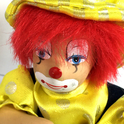 Clown Doll - Red Hair - Yellow outfit - Posable- 7''