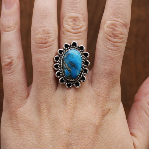 Sterling Silver and Turquoise Ladies Size 7.5 Ring - Picture 5 of 5