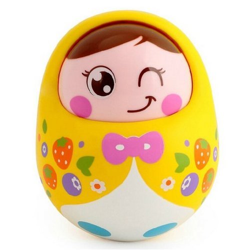 pre-owned kinder toys roly-poly toy tumbler baby toy yellow with