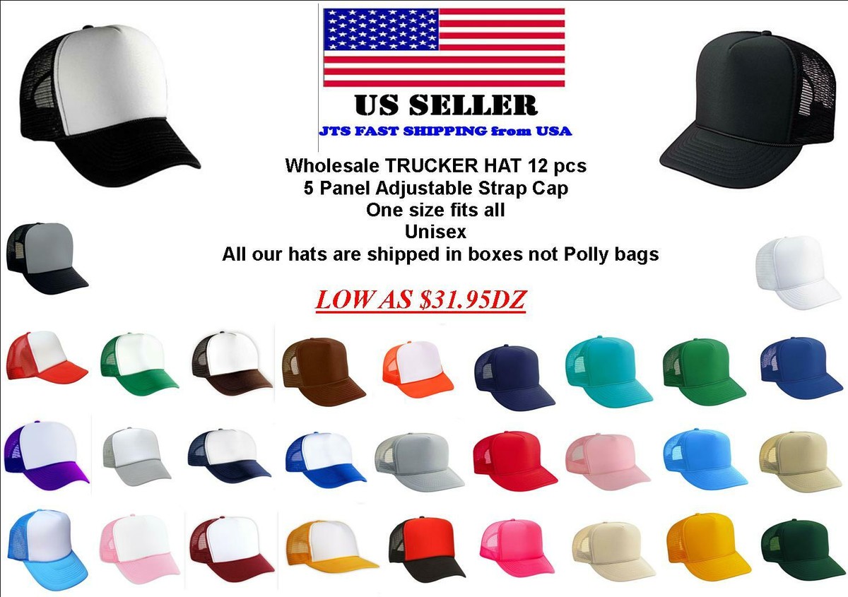 12 TRUCKER HATS WHOLESALE DOZEN Mesh Caps Adjustable SNAPBACK HAT GREAT  DEAL