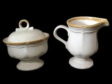 Mikasa Garden Club Silk Bouquet Stonewear Cream & Sugar Set