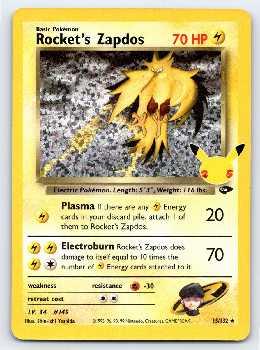 Rocket's Zapdos 15/132 Holo Rare Classic Celebrations Pokemon Card