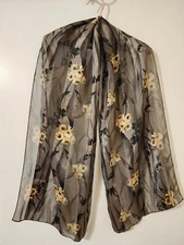 Scarf brown floral striped 13 by 60 inches