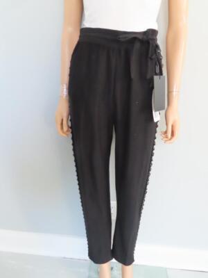 NWT AKRIS Black Shimmer/Stud Detail Lounge Pants Size US 6 $1,390