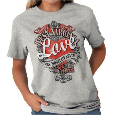 West Virginia Mountain State Fashion Souvenir Ladies TShirts Tees T For Women