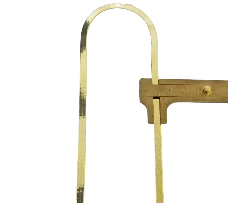 Collar de cadena de hueso de arenque de oro amarillo real de 10 quilates 24" 5 mm pulgadas bloqueo de langosta Foto 3 de 4