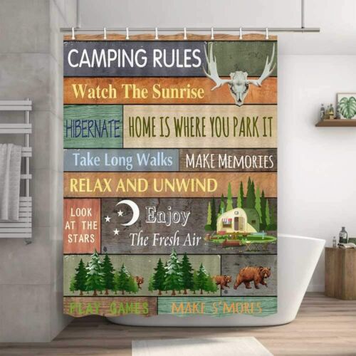 Rv Shower Curtain Camping Tent With, Happy Camper Rv Shower Curtain