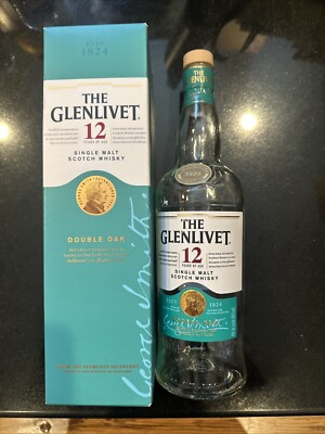 Glenlivet 12 Year DOUBLE OAK Single Malt Scotch Whisky, Empty Bottle & Box