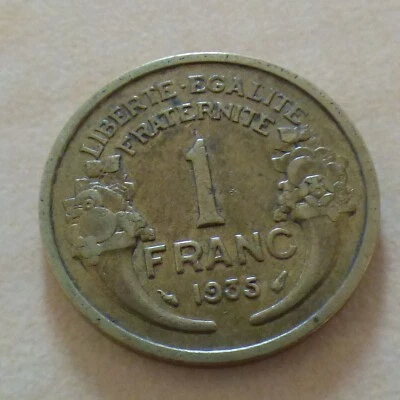 France 1 Franc 1935 Morlon TTB/SS/VF copper-aluminium coin, within a zip - Photo 1/4