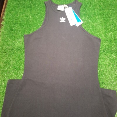 Adidas Adicolor Essentials Rib Racerback Tank Dress Women's sz M Black  HF7490