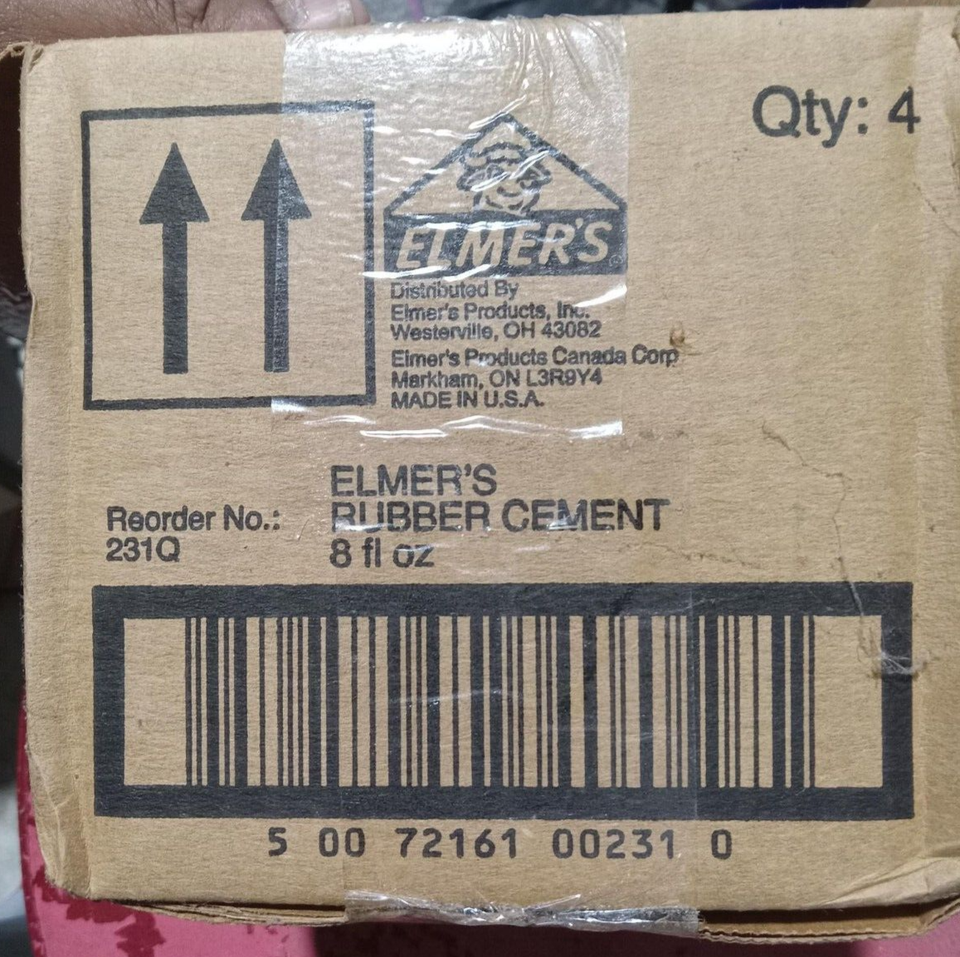 Elmer's Rubber Cement No Wrinkle 8 Ounces Clear 4PACK