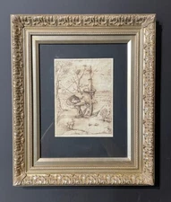 HOLIDAY SALE!!  **   Hieronymus Bosch Drawing in Frame - Renaissance - Rembrandt